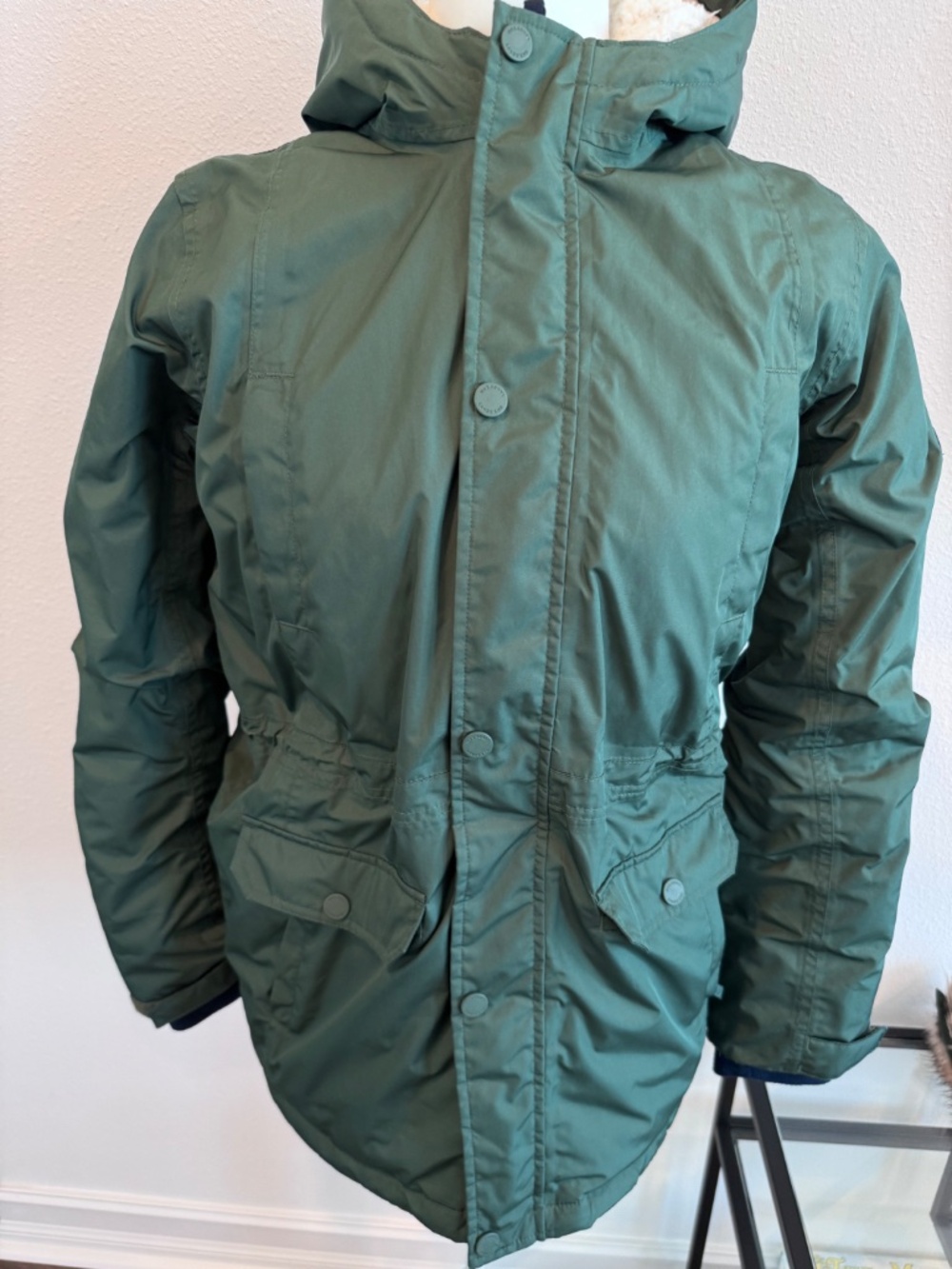 LANDS END Woman’s Down Green Parka w/Hood  Size XXL 12-14 - Picture 2 of 16